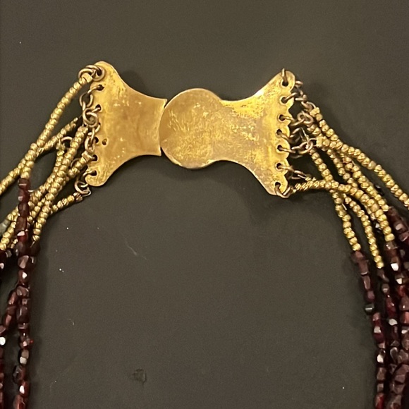 Antique 1800s Gold Victorian Bohemian Multi Strand Garnet Beaded Necklace - Picture 13 of 16